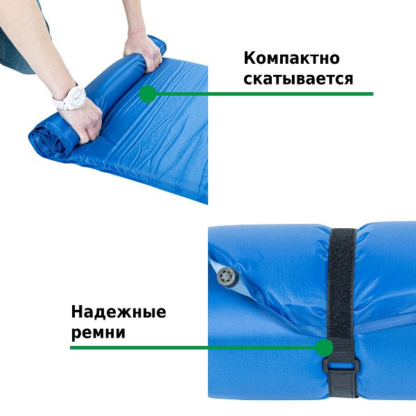 Коврик самонадувающийся 186x55x4 см M1864, Green Glade