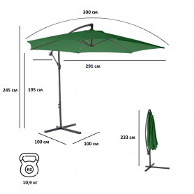 Зонт садовый (d=3 м) темно-зеленый, 6004, Green Glade