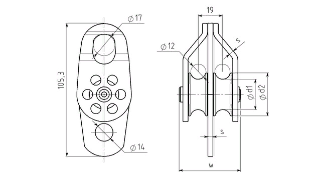 Блок-ролик двойной стальной с подшипником