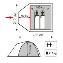 Палатка Totem Indi 2-местная v2, зеленый