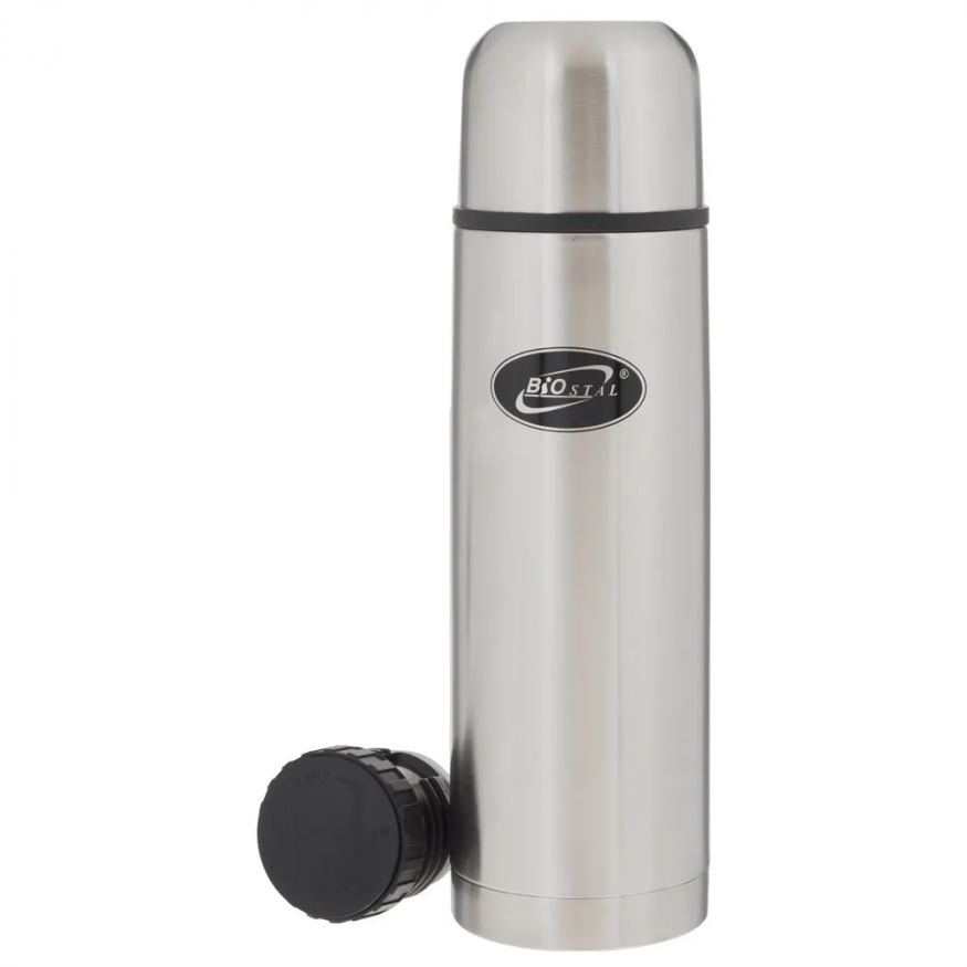 Термос Биосталь-ОХОТА с узкой горловиной и пробкой с ситечком, 0,75 л