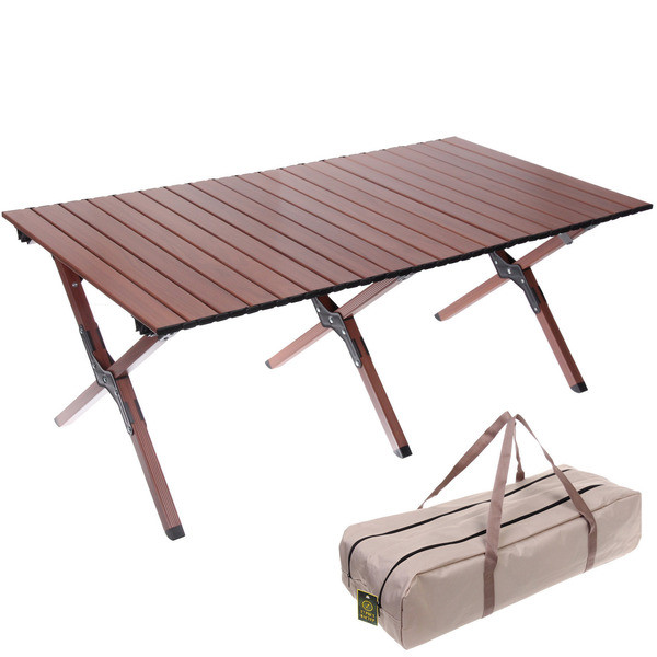 Стол кемпинговый складной, 114*59*43 см, цвет: орех, каркас алюминий