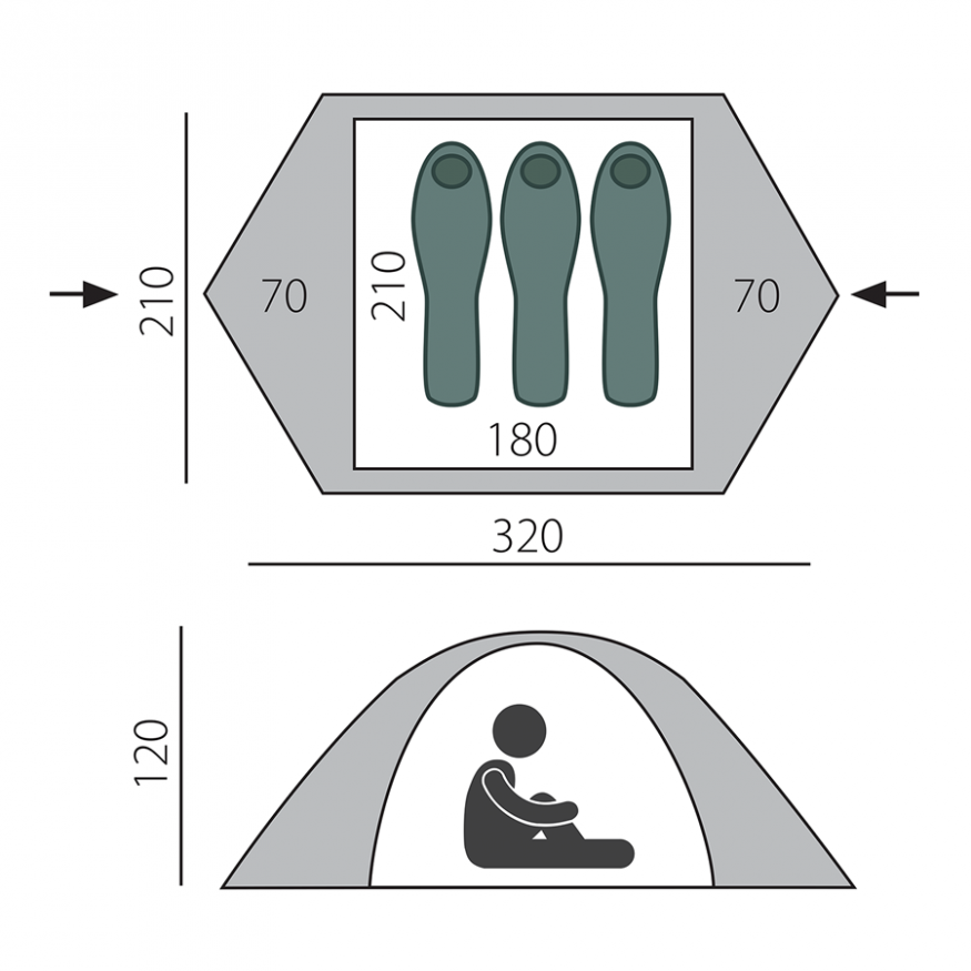 Палатка Btrace Malm 3, зеленый/бежевый