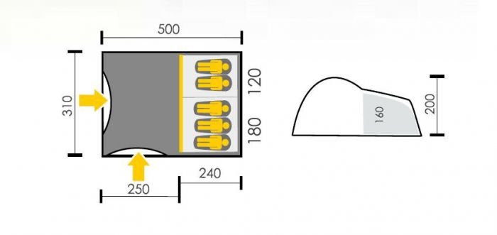 Палатка CAMPI 5 Sahara, Talberg, светло-серый